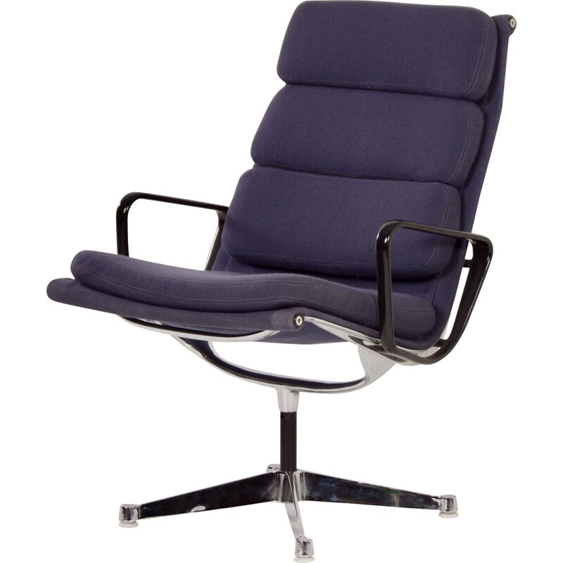Vintage blue Ea116 Soft Pad armchair by Charles & Ray Eames for Herman Miller, 1970s