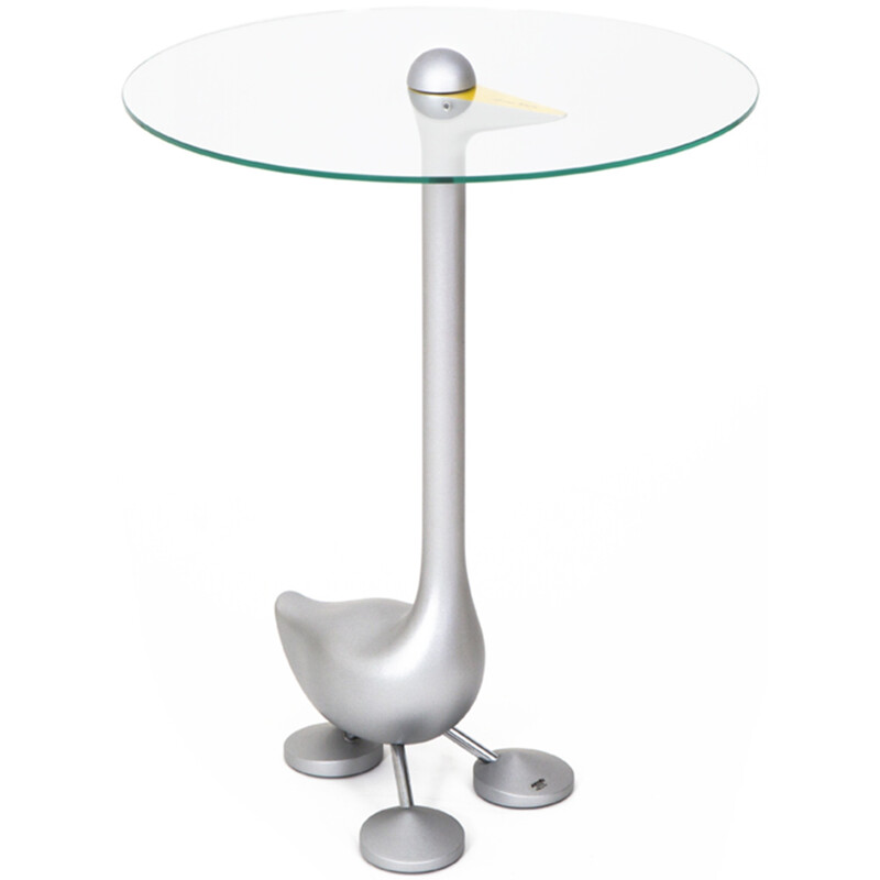 Zanotta "Sirfo" side table in glass and metal, Alessandro MENDINI - 1980s