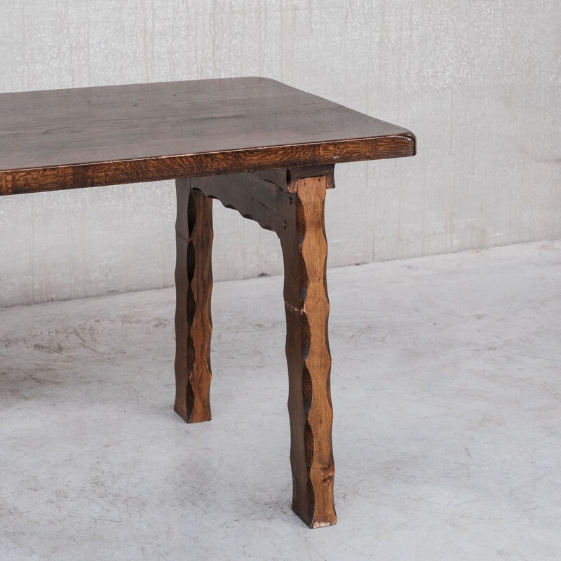 Vintage Brutalist oak table, 1970s