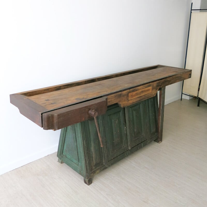 Portuguese workbench in wood and metal - 1930s