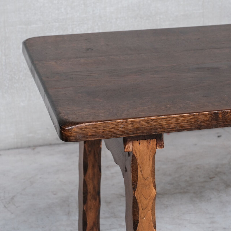 Vintage Brutalist oak table, 1970s