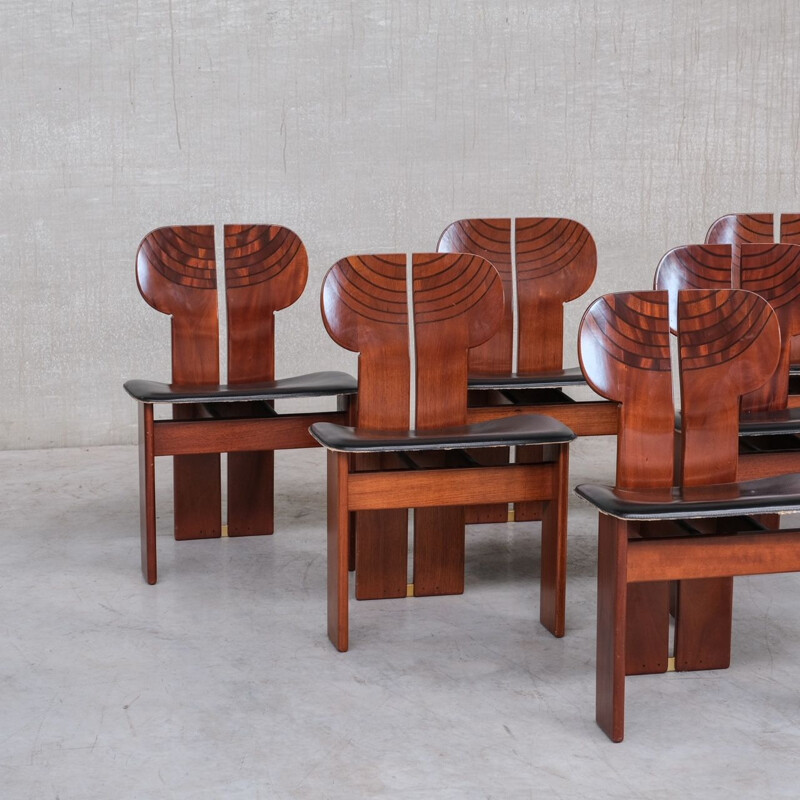 Ensemble de 6 chaises vintage "Africa" par Tobia & Afra Scarpa pour Maxalto, Italie 1975