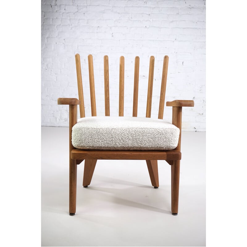 Paar vintage eiken fauteuils van Guillerme et Chambron, Frankrijk 1960