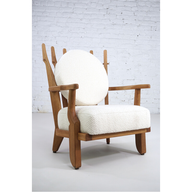 Vintage oak armchair by Guillerme and Chambron, 1960s