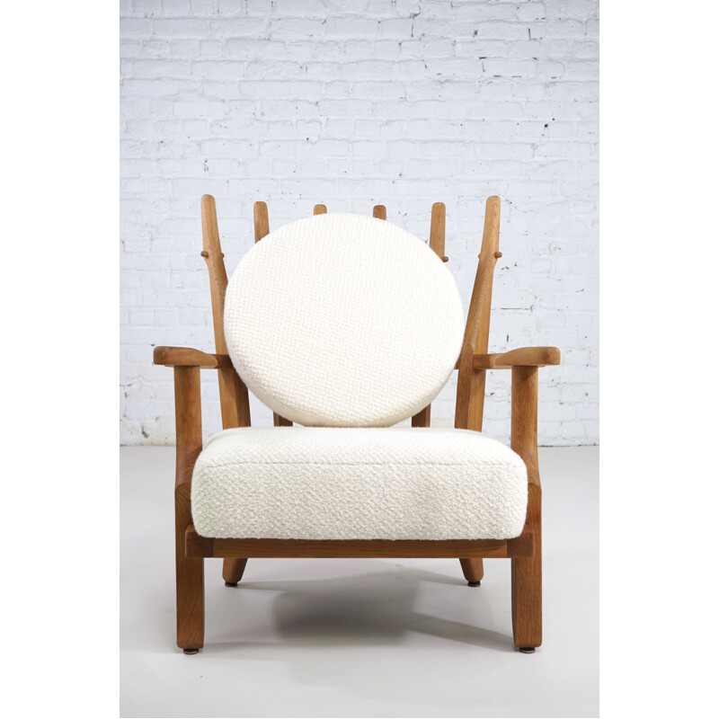 Vintage oak armchair by Guillerme and Chambron, 1960s