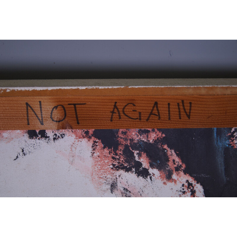 Pannello artistico bifacciale vintage "Not Again" di Hennie van Overbeek