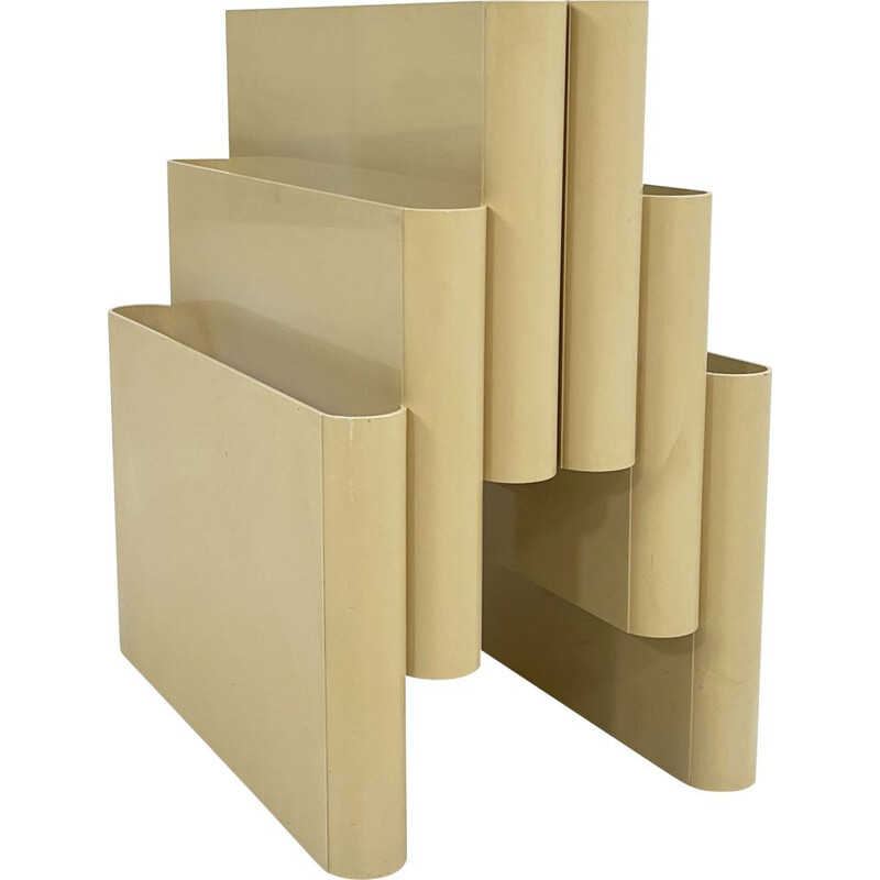 Vintage cream magazine rack by Giotto Stoppino for Kartell, 1970s