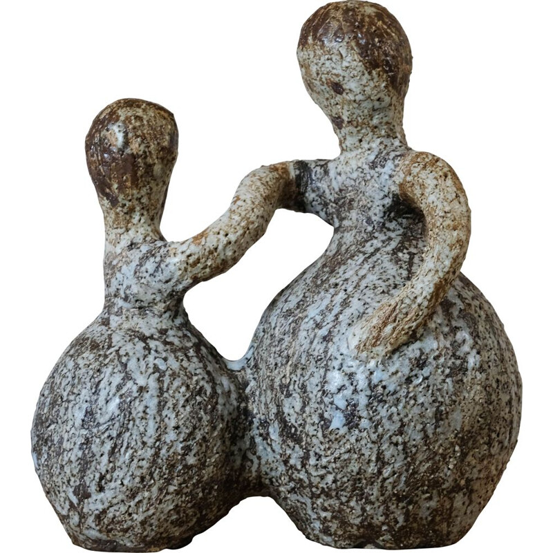 Vintage sculpture "The Dancers" in ceramic, 1970