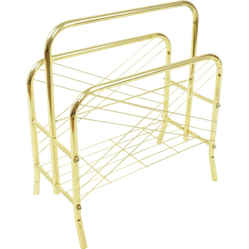 Vintage gold magazine rack, 1980