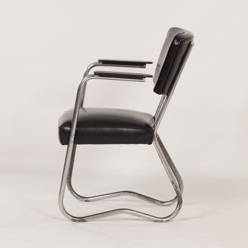 Cadeira tubular Vintage Bauhaus com apoios de braços, 1930