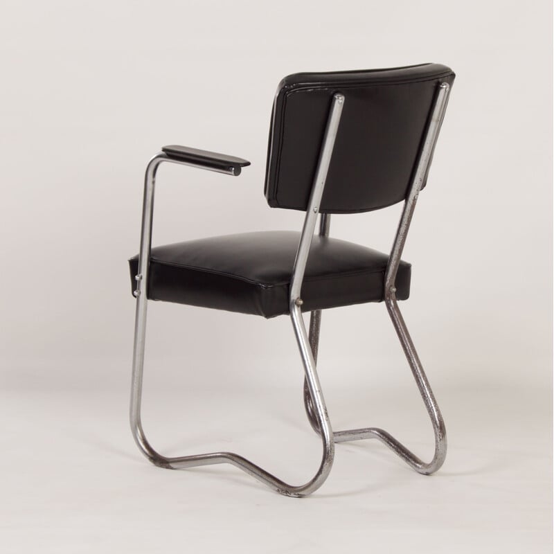 Cadeira tubular Vintage Bauhaus com apoios de braços, 1930