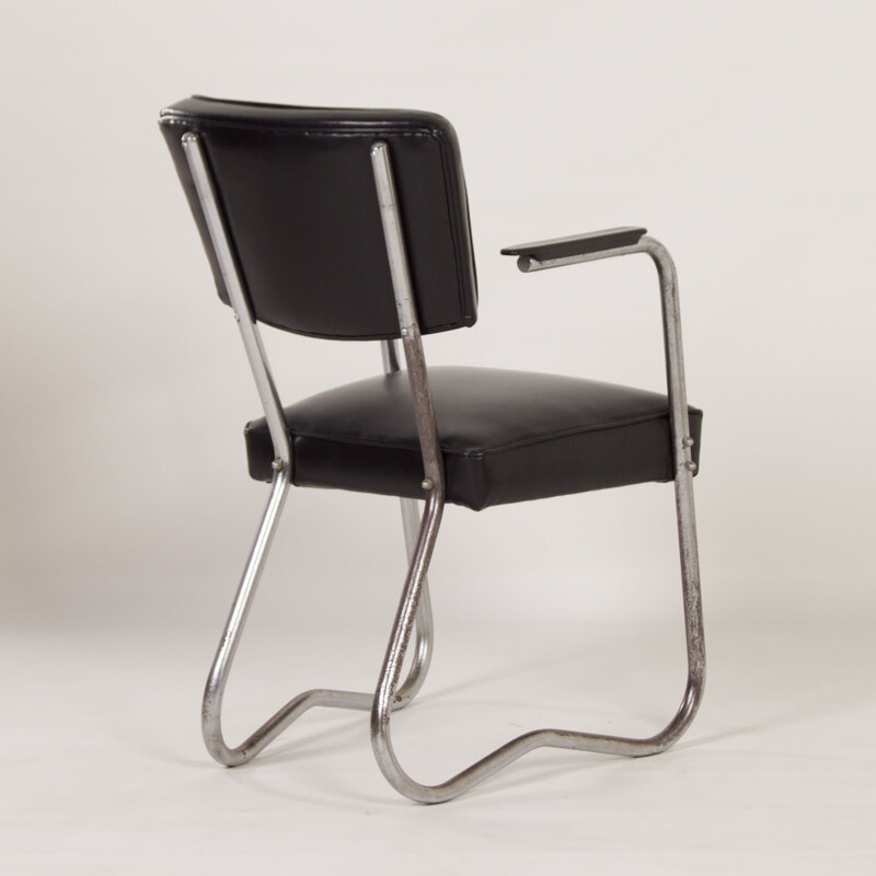 Cadeira tubular Vintage Bauhaus com apoios de braços, 1930