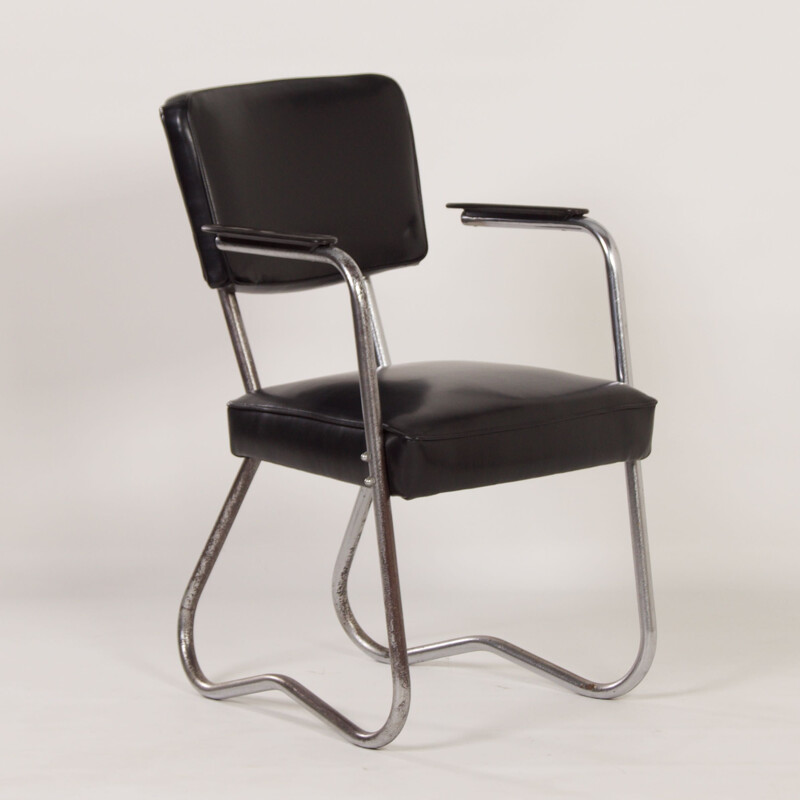 Cadeira tubular Vintage Bauhaus com apoios de braços, 1930