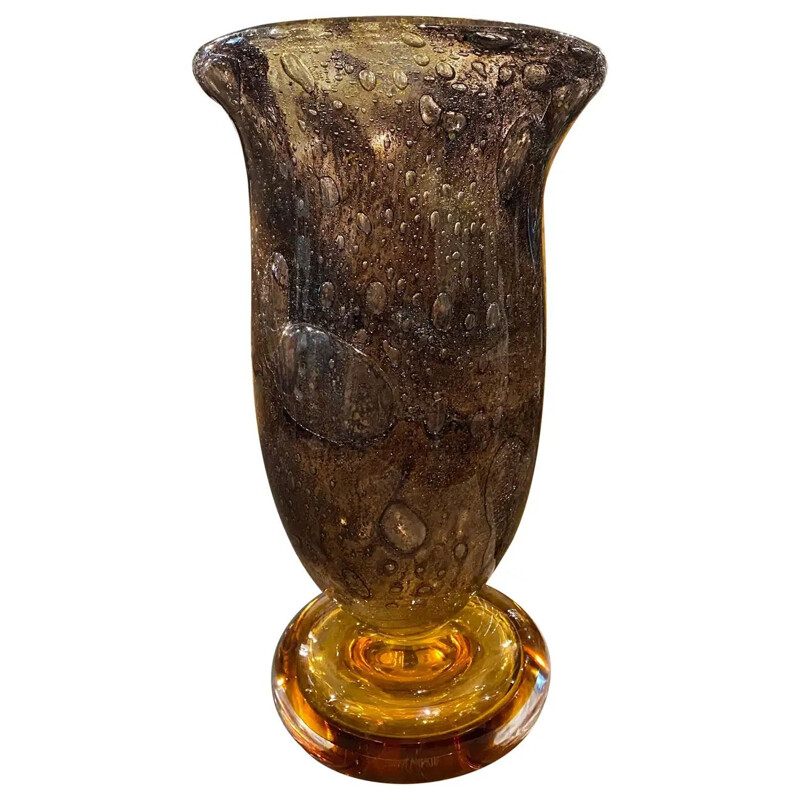 Vase en verre de Murano brun moderniste de Giovanni Cenedese, 1980