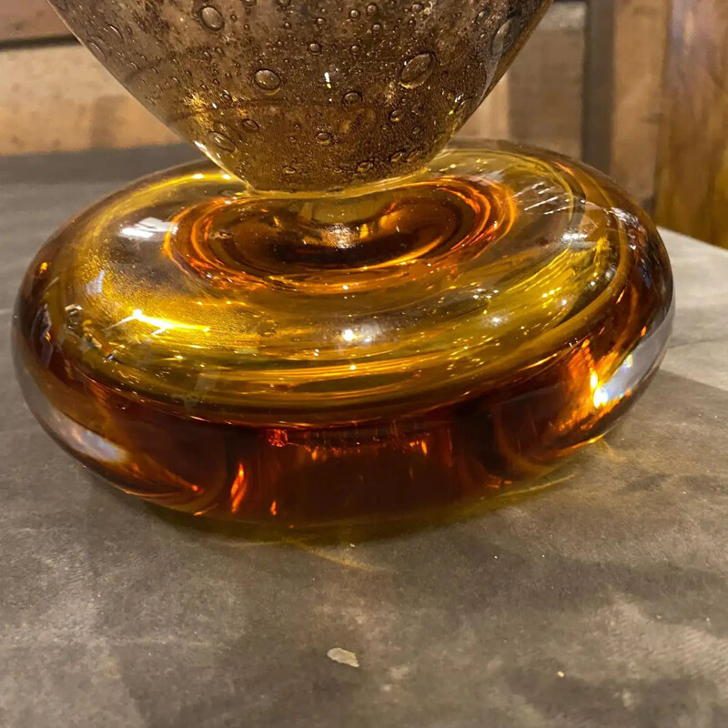 Vase en verre de Murano brun moderniste de Giovanni Cenedese, 1980