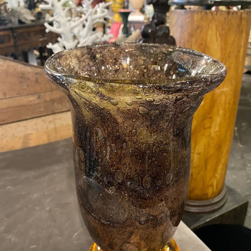 Vaso de vidro de Murano castanho modernista de Giovanni Cenedese, 1980