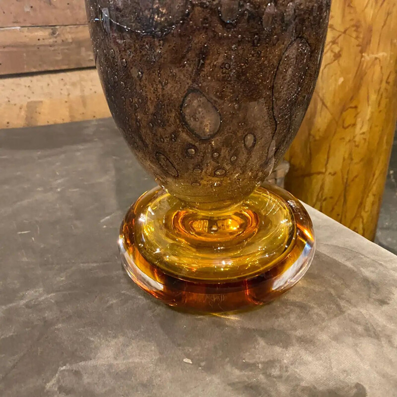 Mid-century modernist brown Murano glass vase by Giovanni Cenedese, 1980s