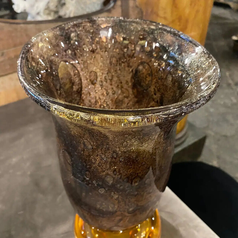 Vaso modernista in vetro di Murano marrone di Giovanni Cenedese, 1980