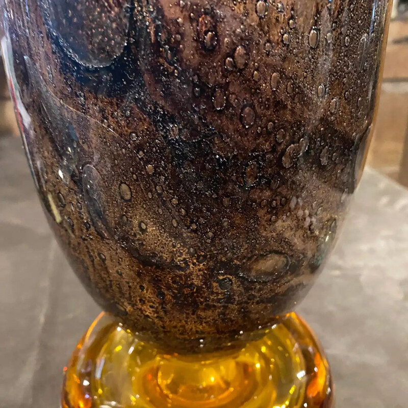 Mid-century modernist brown Murano glass vase by Giovanni Cenedese, 1980s