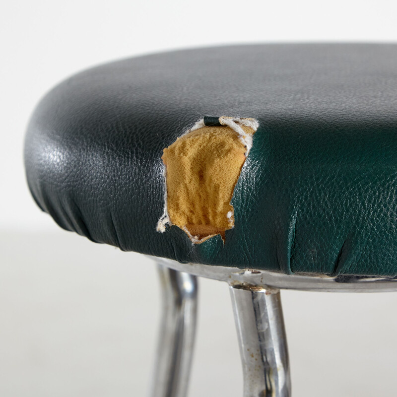 Mid-century leather and metal bar stool