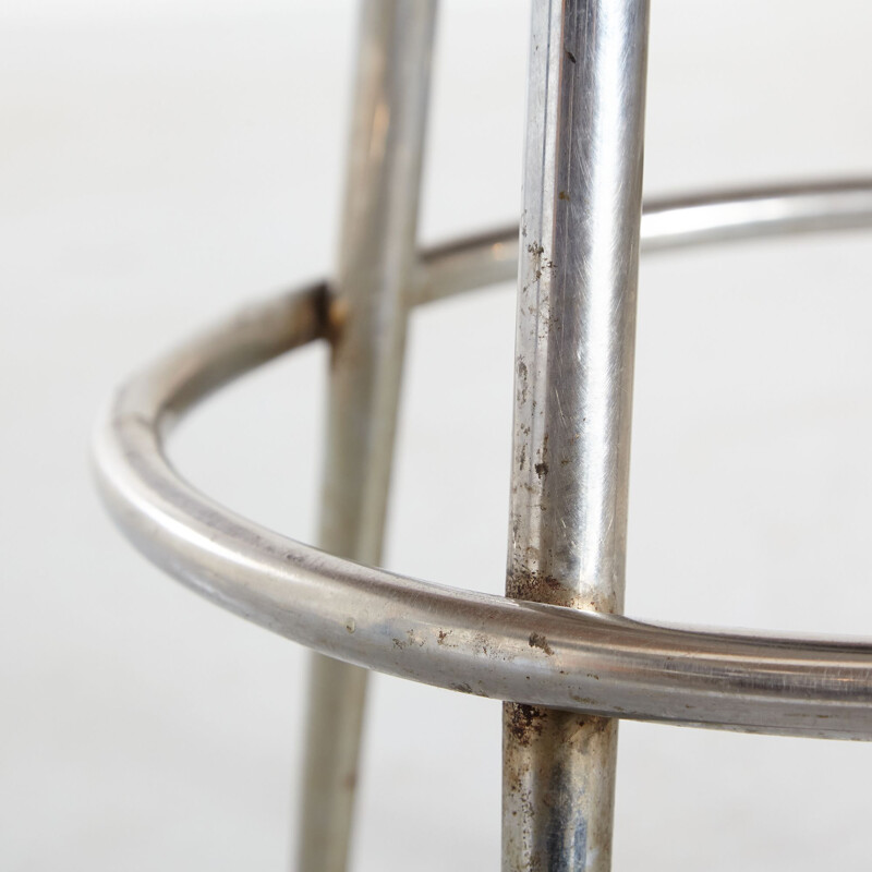 Mid-century leather and metal bar stool