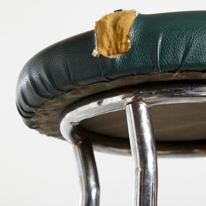 Mid-century leather and metal bar stool