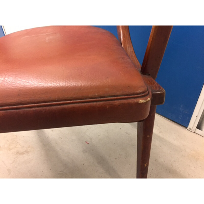 Pair of Benchairs of Somerset chairs in beech and brown leatherette - 1960s 