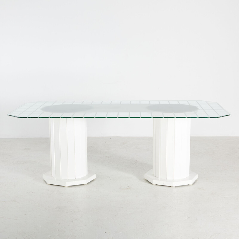 German vintage dining table with glass top for Werzalit, 1970s