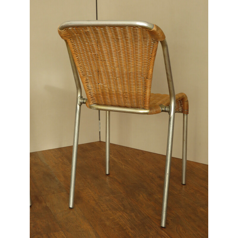 Set of 6 chairs "Bistro" in wicker - 1950s