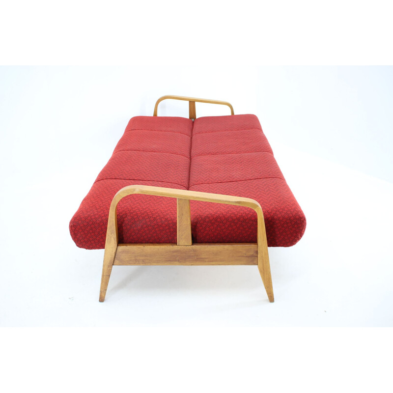 Mid-century oakwood and bentwood folding sofa, Czechoslovakia 1950s