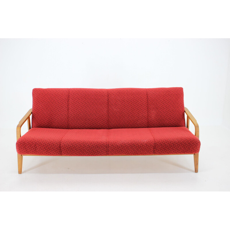 Mid-century oakwood and bentwood folding sofa, Czechoslovakia 1950s