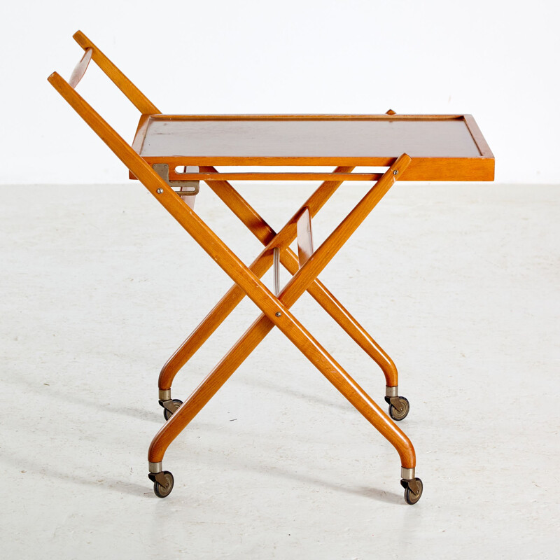 Vintage beechwood and plastic cart, 1970