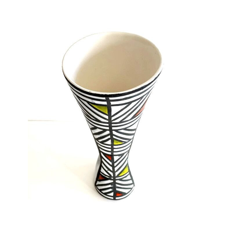 Vintage glazed earthenware diabolo vase by Roger Capron, 1960