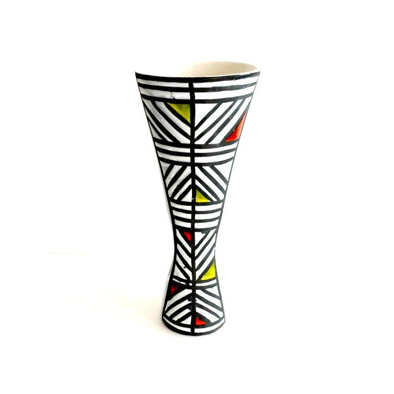 Vintage glazed earthenware diabolo vase by Roger Capron, 1960