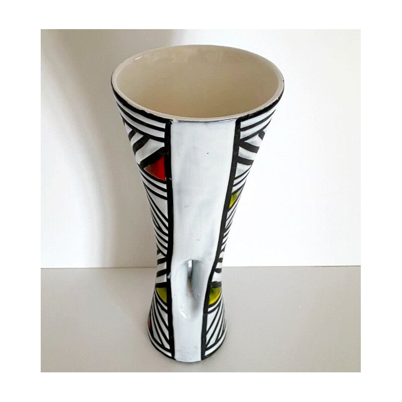 Vintage glazed earthenware diabolo vase by Roger Capron, 1960