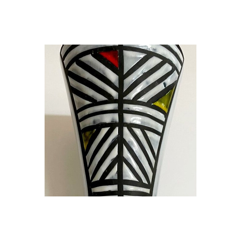 Vintage glazed earthenware diabolo vase by Roger Capron, 1960