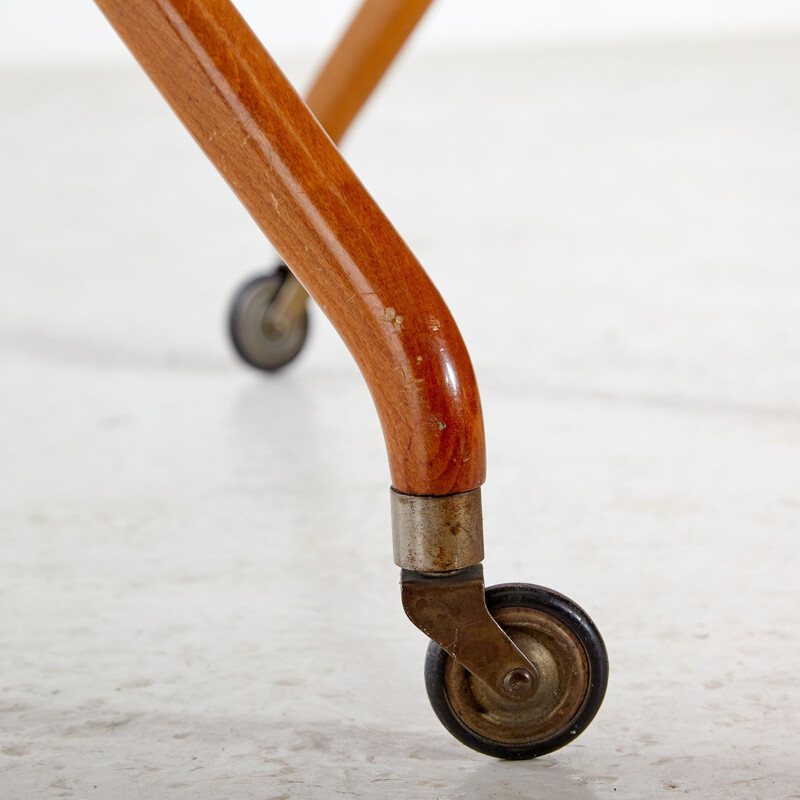 Vintage beechwood and plastic cart, 1970