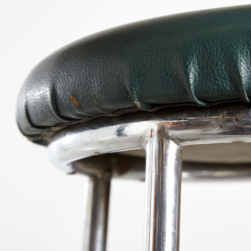 Vintage leather and metal bar stool