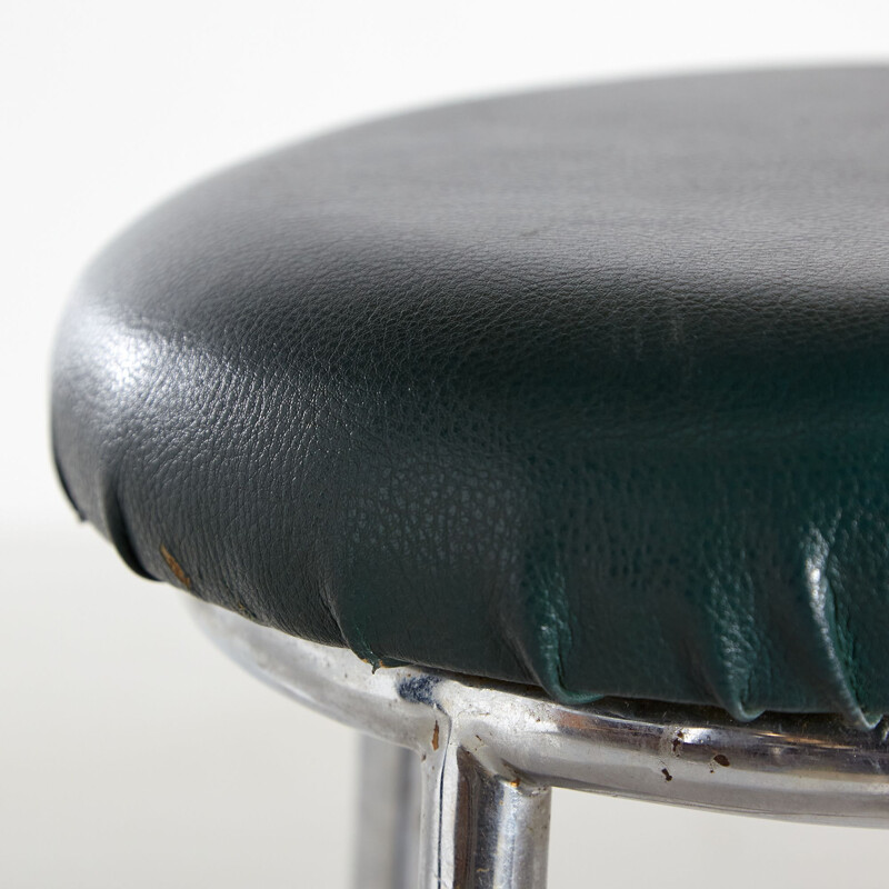 Vintage leather and metal bar stool