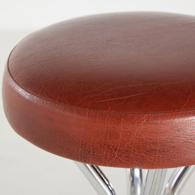 Vintage leather and metal bar stool