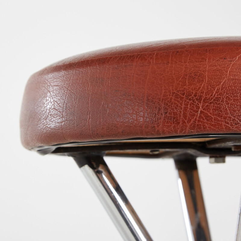 Vintage leather and metal bar stool