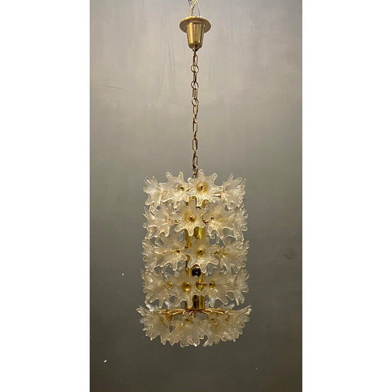 Italian vintage Murano glass flower chandelier by Paolo Venini, 1970s