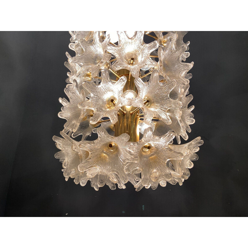 Italian vintage Murano glass flower chandelier by Paolo Venini, 1970s