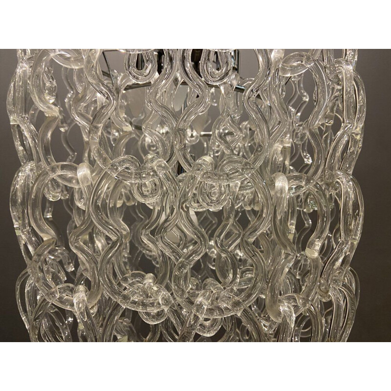 Lámpara vintage de cristal de Murano de Angelo Mangiarotti, 1980