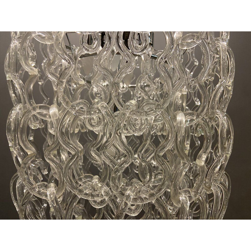 Vintage murano glass chandelier by Angelo Mangiarotti, 1980