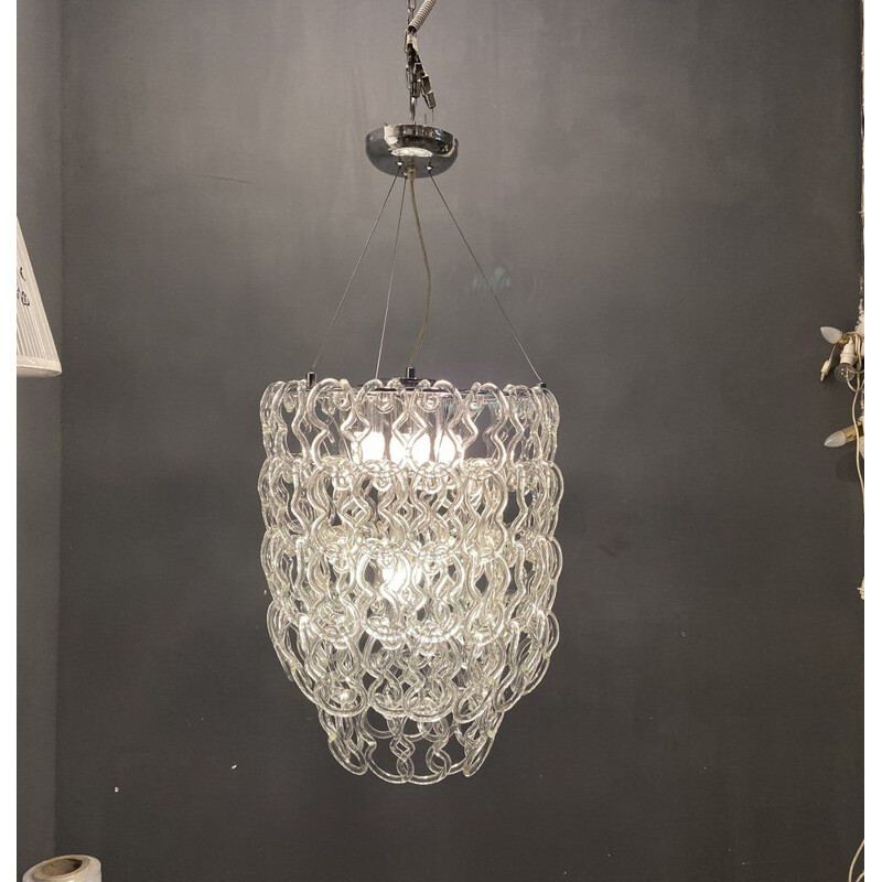 Vintage murano glass chandelier by Angelo Mangiarotti, 1980