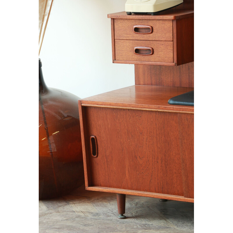 Vintage teak and black skai entrance furniture