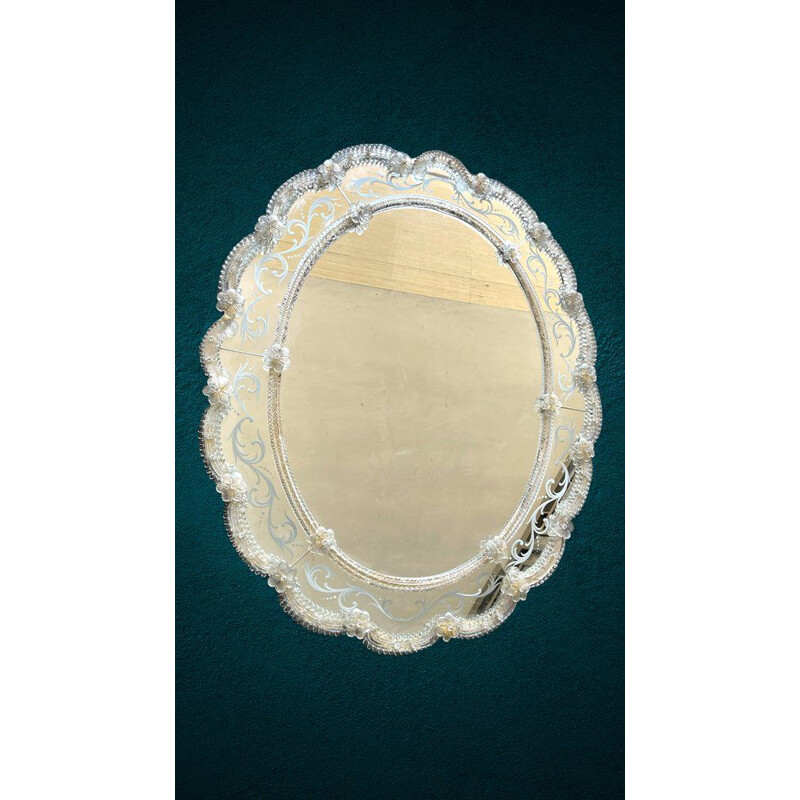Specchio vintage in vetro di murano