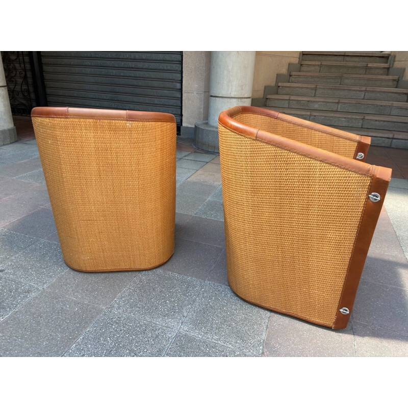 Pair of vintage club chairs model Lario by Giuseppe Viganò for Bonacina, 2000