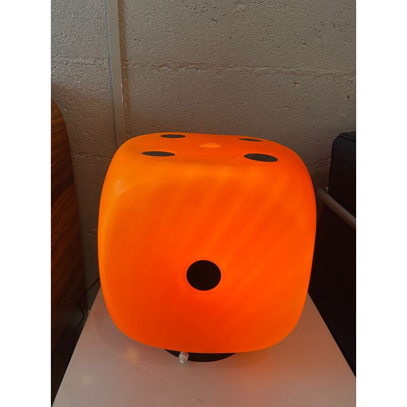 Vintage orange and black dice lamp, 1970